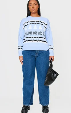 PrettyLittleThing Oversized Sweaters*Plus Zig Zag Snowflake Oversized Christmas Sweater