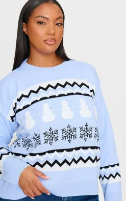 PrettyLittleThing Oversized Sweaters*Plus Zig Zag Snowflake Oversized Christmas Sweater