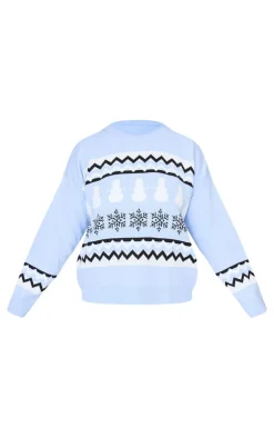 PrettyLittleThing Oversized Sweaters*Plus Zig Zag Snowflake Oversized Christmas Sweater