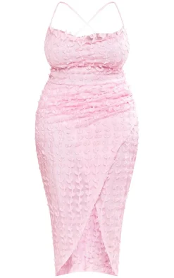 Plus Lace Cowl Neck Lace Up Back Midi Dress-PrettyLittleThing Clearance
