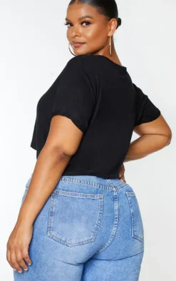 PrettyLittleThing T-Shirts*Plus Basic & White 2 Pack Roll Sleeve Crop T Shirt