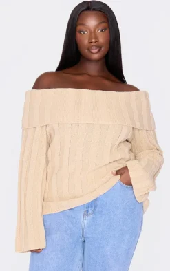 PrettyLittleThing Sweaters*Plus Exaggrated Ribbed Asymmetric Sweater