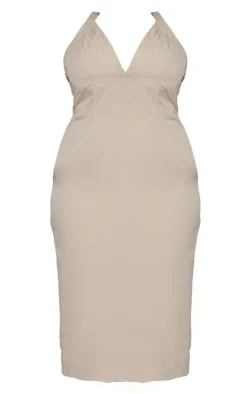 Plus Pleated Bust Midi Dress-PrettyLittleThing