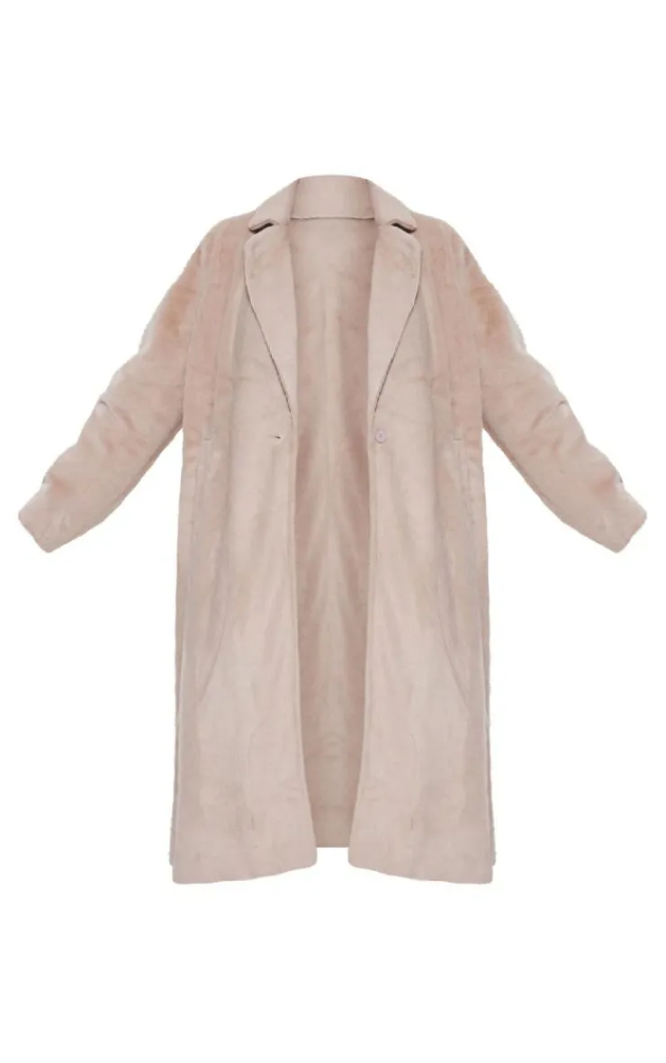 PrettyLittleThing Faux Fur Coats*Plus Premium Soft Faux Fur Tailored Maxi Coat