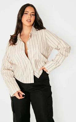 PrettyLittleThing Shirts*Plus Striped Fitted Shirt