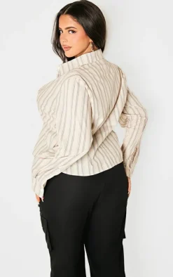PrettyLittleThing Shirts*Plus Striped Fitted Shirt