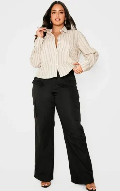 PrettyLittleThing Shirts*Plus Striped Fitted Shirt