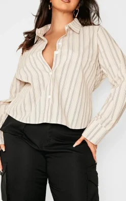 PrettyLittleThing Shirts*Plus Striped Fitted Shirt