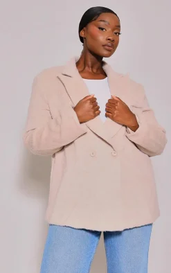PrettyLittleThing Wool Coats*Plus Textured Wool Look Oversized Blazer