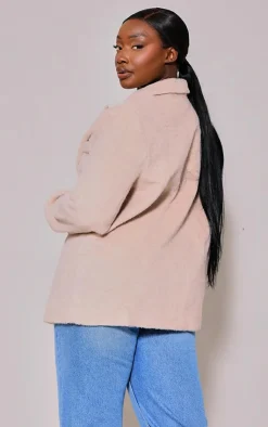 PrettyLittleThing Wool Coats*Plus Textured Wool Look Oversized Blazer