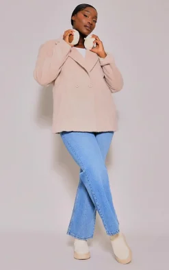 PrettyLittleThing Wool Coats*Plus Textured Wool Look Oversized Blazer