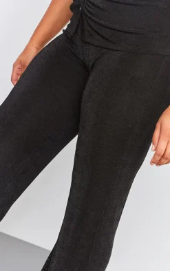 PrettyLittleThing Plus Acetate Slinky Wide Leg Pants Black