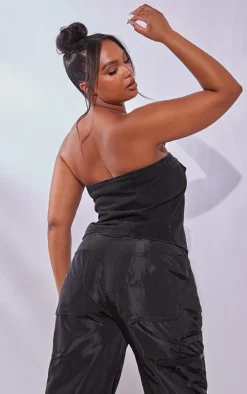 PrettyLittleThing Corsets*Plus Bandeau Zip Up Denim Corset