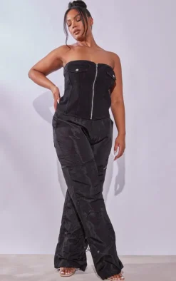 PrettyLittleThing Corsets*Plus Bandeau Zip Up Denim Corset