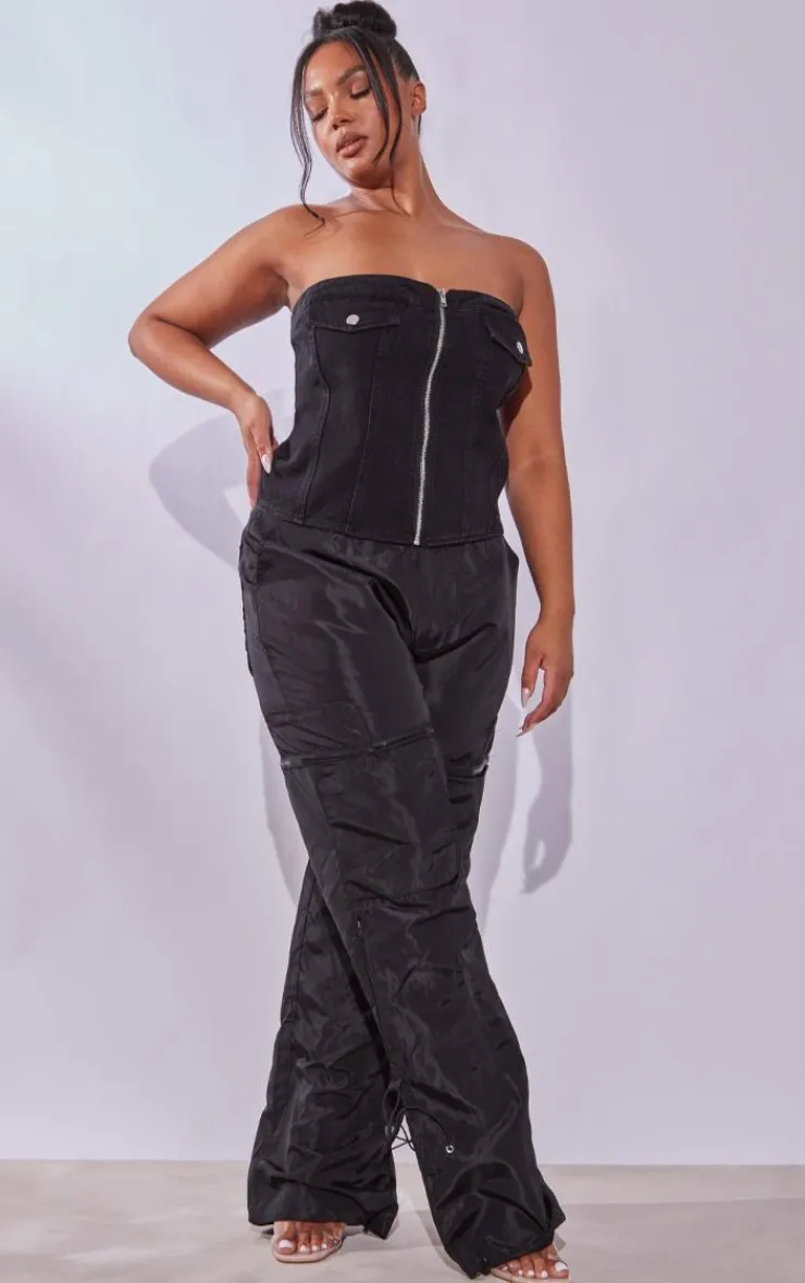 PrettyLittleThing Corsets*Plus Bandeau Zip Up Denim Corset
