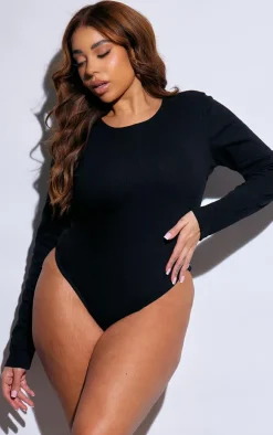 PrettyLittleThing Basic Tops*Plus Basic Rib Long Sleeve Bodysuit