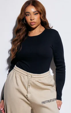 PrettyLittleThing Basic Tops*Plus Basic Rib Long Sleeve Bodysuit