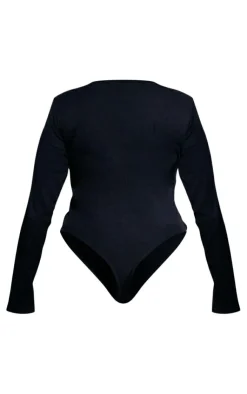 PrettyLittleThing Basic Tops*Plus Basic Rib Long Sleeve Bodysuit