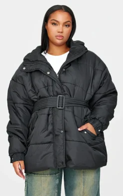 PrettyLittleThing Puffer Jackets*Plus Belted Puffer