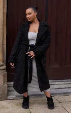 PrettyLittleThing Trench Coats*Plus Borg Belted Trench Coat
