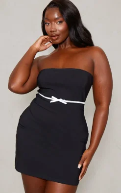 Plus Bow Underbust Detail Strapless Bodycon Dress-PrettyLittleThing Online