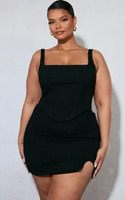 Best PrettyLittleThing Plus Broderie Anglaise Corset Black