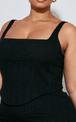 Best PrettyLittleThing Plus Broderie Anglaise Corset Black