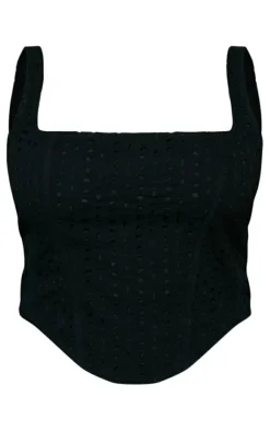 Best PrettyLittleThing Plus Broderie Anglaise Corset Black