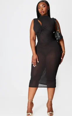 Plus Burnt Mesh Cut Out Detail Midi Dress-PrettyLittleThing Outlet