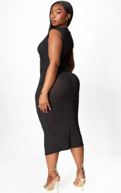 Plus Burnt Mesh Cut Out Detail Midi Dress-PrettyLittleThing Outlet