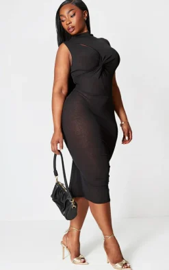 Plus Burnt Mesh Cut Out Detail Midi Dress-PrettyLittleThing Outlet