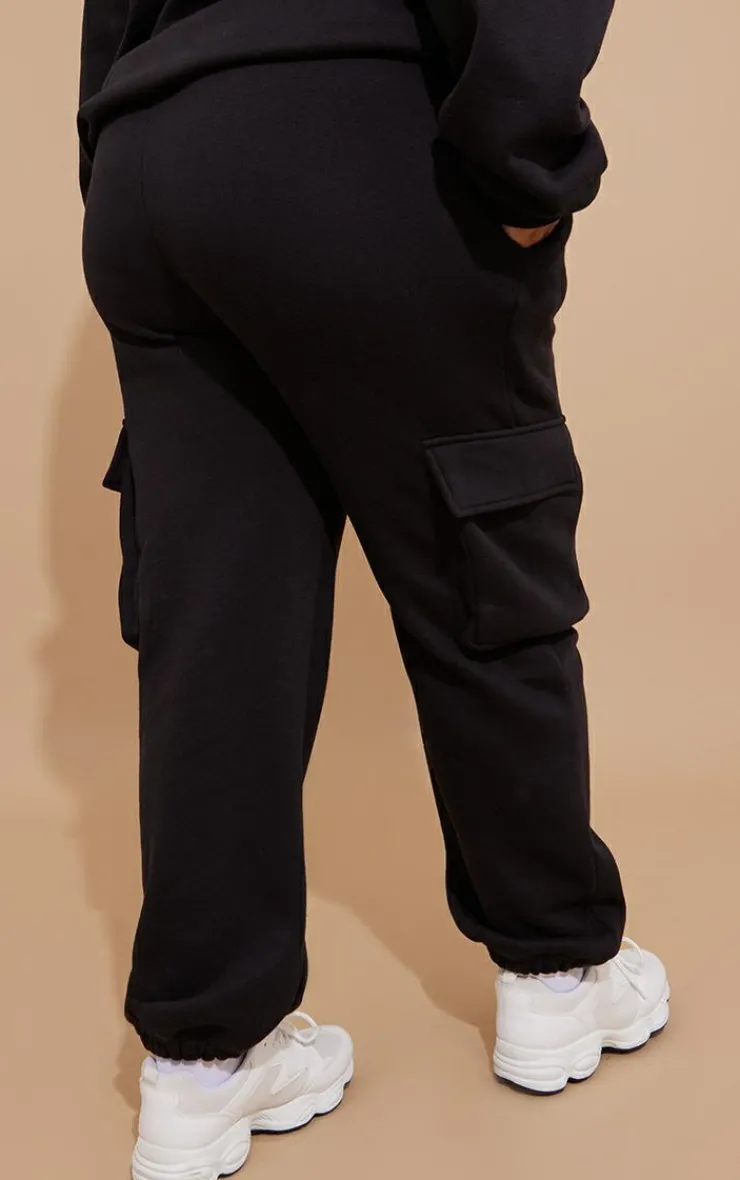Sale PrettyLittleThing Plus Cargo Cuffed Sweatpants Black