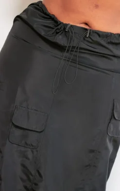 Hot PrettyLittleThing Plus Cargo Maxi Skirt Black