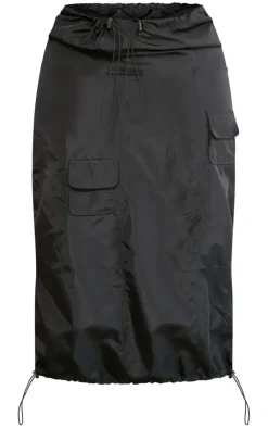 Hot PrettyLittleThing Plus Cargo Maxi Skirt Black