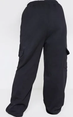Best PrettyLittleThing Plus Cargo Pocket Wide Leg Sweatpants Black