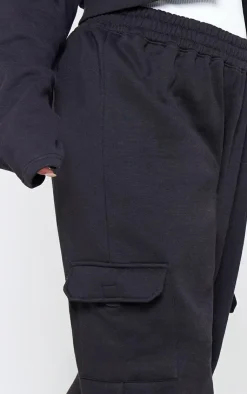 Best PrettyLittleThing Plus Cargo Pocket Wide Leg Sweatpants Black