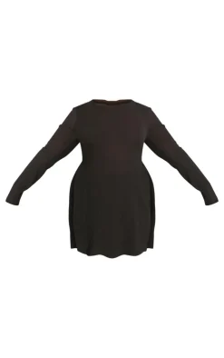 New PrettyLittleThing Plus Cheesecloth Textured Split Sleeve Long Top Black