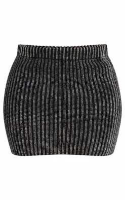 New PrettyLittleThing Plus Chunky Knit Mini Skirt Black