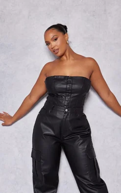 PrettyLittleThing Corsets*Plus Coated Denim Corset