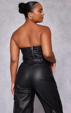 PrettyLittleThing Corsets*Plus Coated Denim Corset