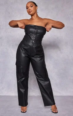 PrettyLittleThing Corsets*Plus Coated Denim Corset