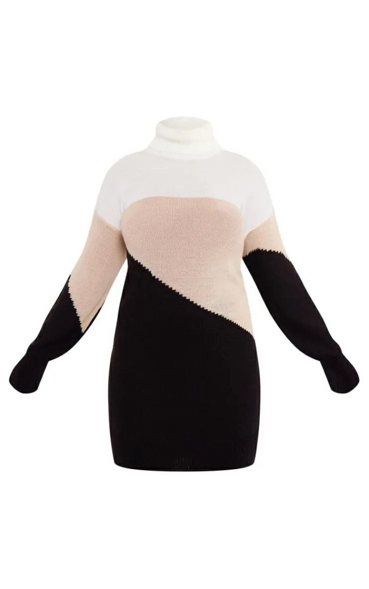 Plus Color Block Knitted Midi Dress-PrettyLittleThing Best