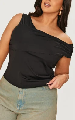 Plus Contour Bardot Twist Detail Top-PrettyLittleThing Best