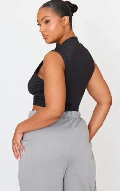 PrettyLittleThing Sleeveless Tops*Plus Contour Boat Neck Asymmetric Top
