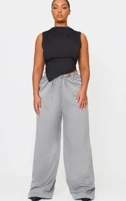 PrettyLittleThing Sleeveless Tops*Plus Contour Boat Neck Asymmetric Top