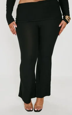 Outlet PrettyLittleThing Plus Contour Jersey Flared Pant Black