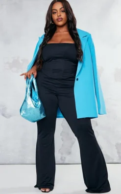 New PrettyLittleThing Plus Corset Detail Strappy Top Black