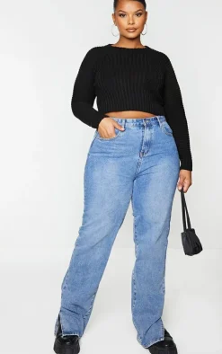 PrettyLittleThing Sweaters*Plus Cropped Rib Knit Sweater