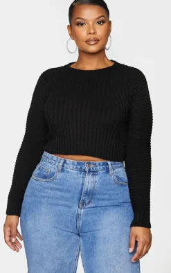 PrettyLittleThing Sweaters*Plus Cropped Rib Knit Sweater