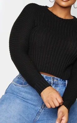 PrettyLittleThing Sweaters*Plus Cropped Rib Knit Sweater